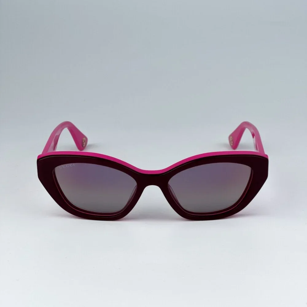 Gucci GG1638S 003 BRAND NEW Sunglasses Burgundy Fuchsia Red Mirrored Women